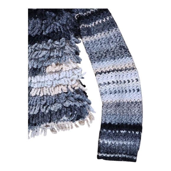 Trina Turk textured shaggy crochet knit striped cardigan in neutral tones - Picture 7 of 10